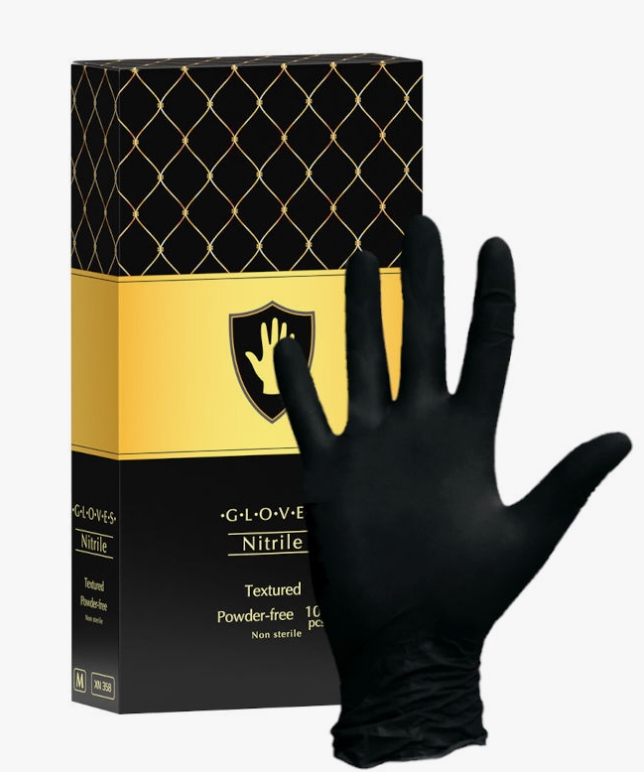 Перчатки нитриловые Safe&Care 8г неопудр. нестерил. текстур.на пальцах цв.черный р.ХS (уп.50п\500п)*