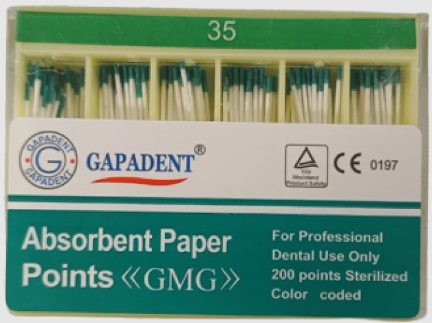 Штифты бумажные абсорбирующие эндоканальные GMG конусность 02 №35 (уп.200шт/10уп/1000уп)*