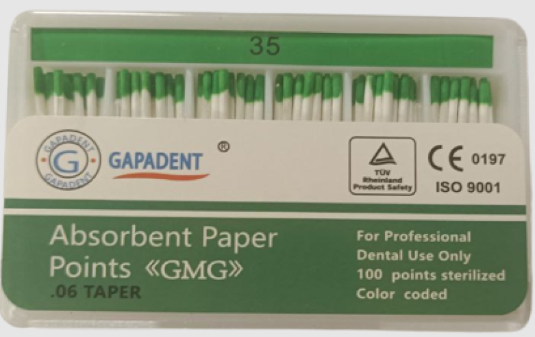 Штифты бумажные абсорбирующие эндоканальные GMG конусность 06 №35 (уп.100шт/10уп/1000уп)*